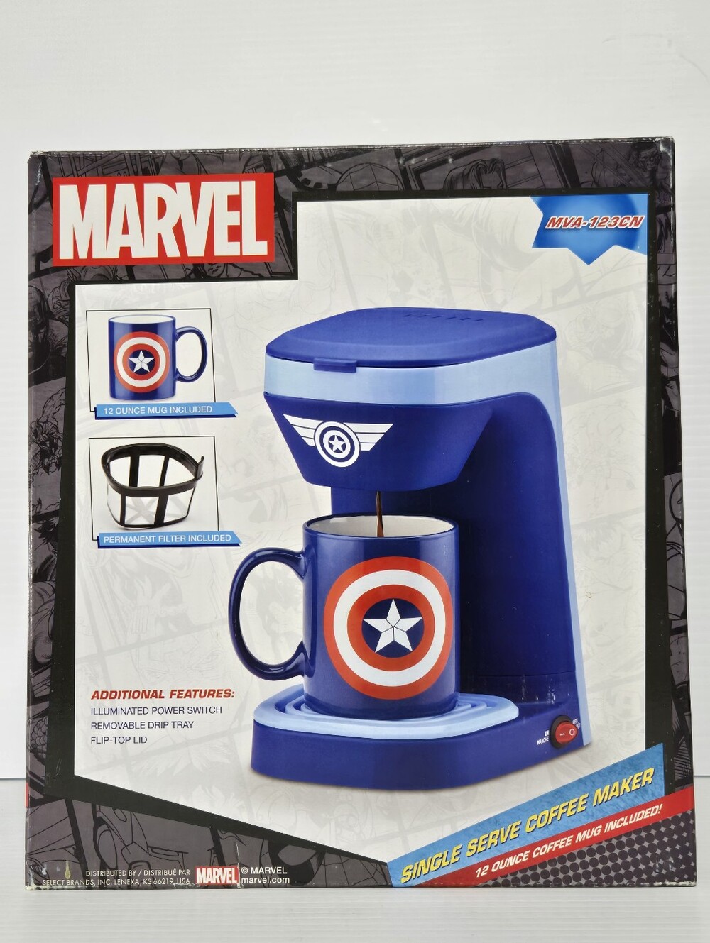 Captain America Single Serve Coffee Maker W/Mug NIB